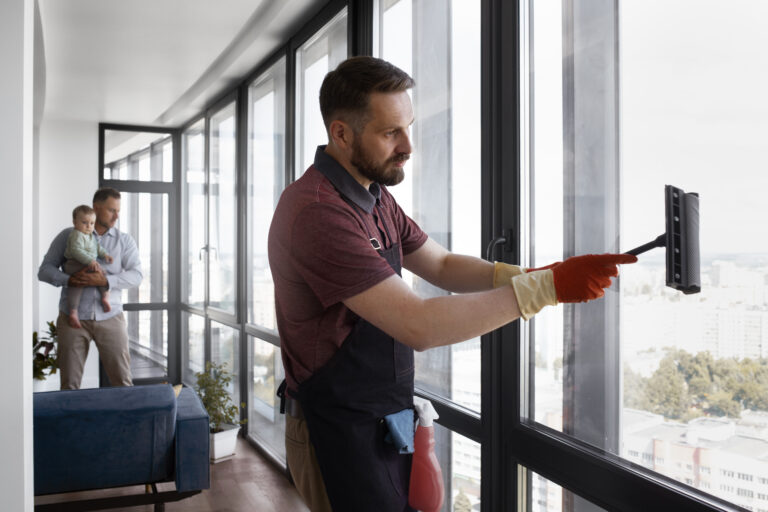 man servant washing windows